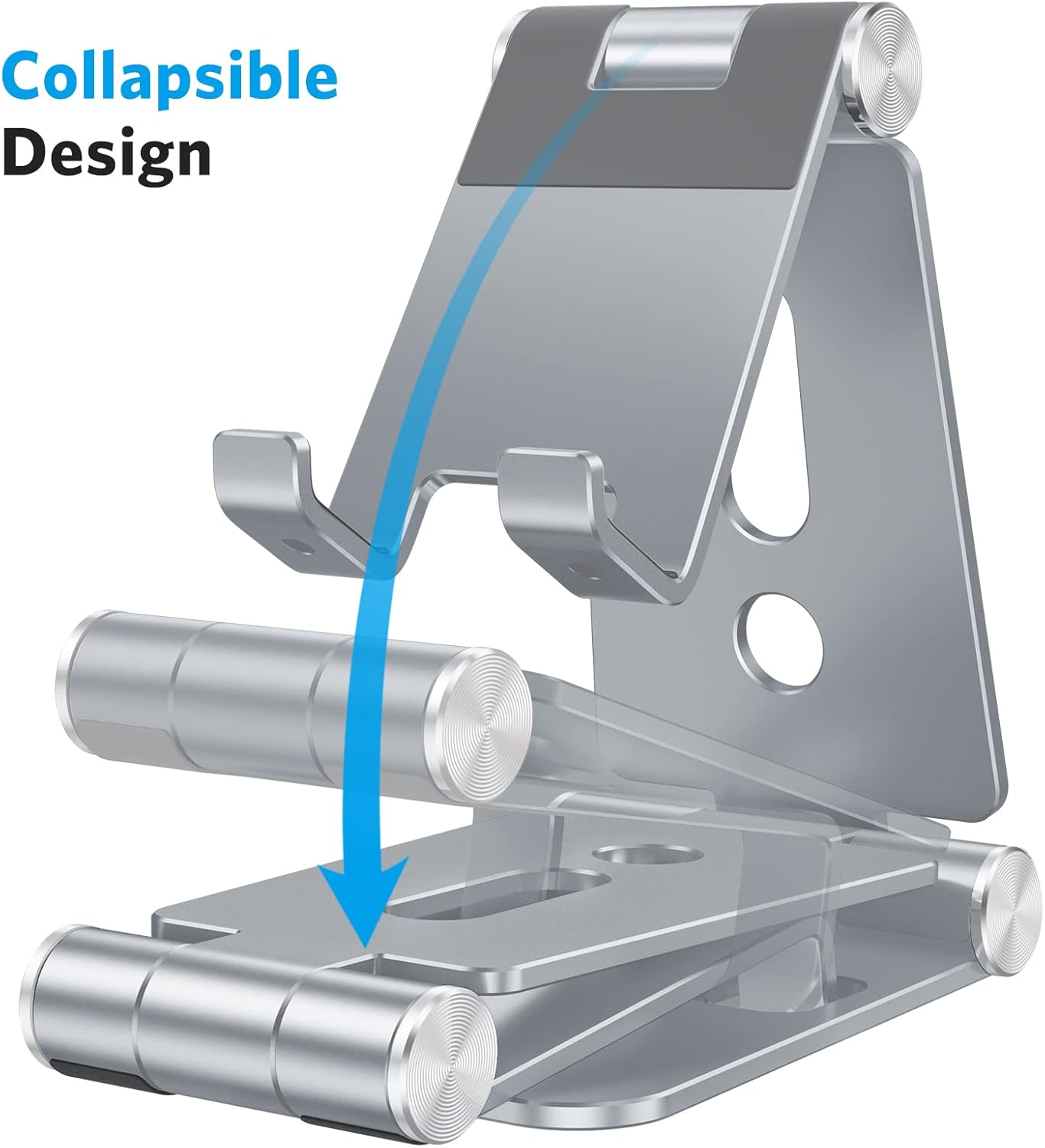 OMOTON Foldable Cell Phone Stand, C4 Portable Aluminum Phone Holder, Adjustable Phone Dock Cradle Compatible with iPhone 16/15/14 Pro Max, Samsung Galaxy, Small Tablets and Other Phones, Grey