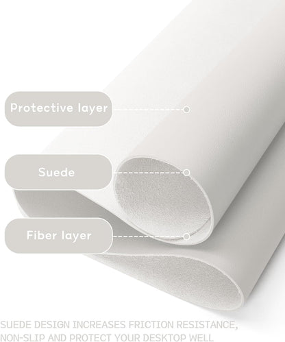 YSAGi Non-Slip Leather Desk Pad L Size, Waterproof Laptop Computer Desk Keyboard Mat, Table Protector Blotter Mat, Large Mouse Pad for Office/Work/Home/Decor(Apricot Gray, 35.4" x 17")