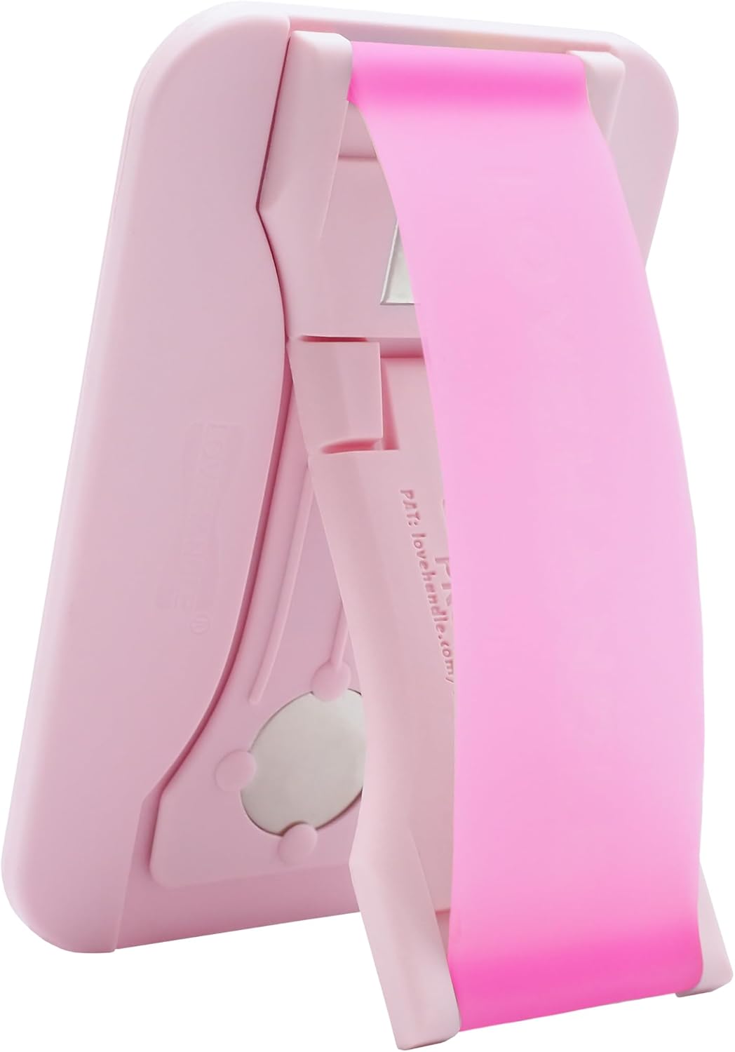 LoveHandle PRO MagSafe Compatible Magnetic Phone Grip w/Kickstand - Mount, Strap and Stand for Smartphone and Tablet - MagSafe Ring Included - Fits All Devices - Bubblegum Pink Glow