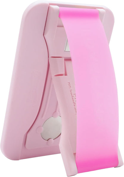 LoveHandle PRO MagSafe Compatible Magnetic Phone Grip w/Kickstand - Mount, Strap and Stand for Smartphone and Tablet - MagSafe Ring Included - Fits All Devices - Bubblegum Pink Glow