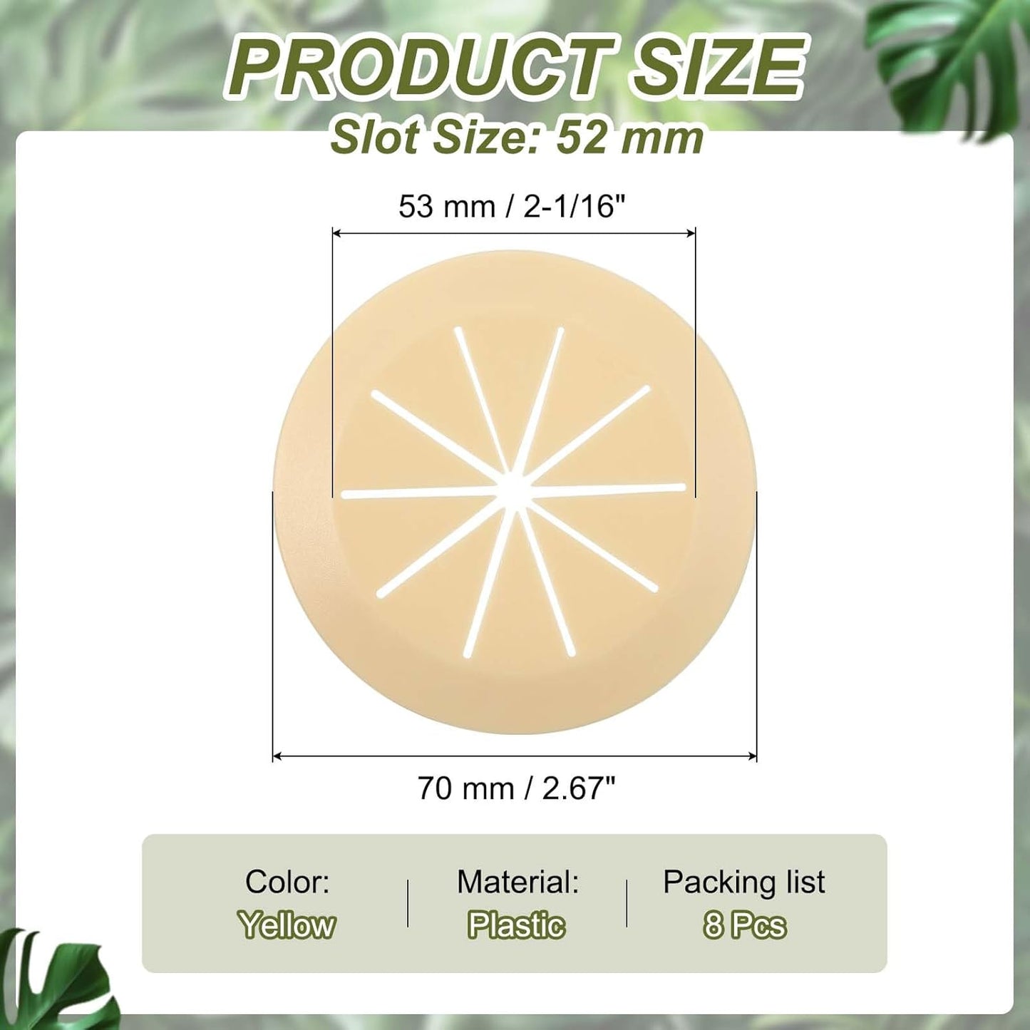 PATIKIL Desk Grommet 2-1/16", 8 Pcs Round Cable Grommet Cord Hole Cover with Adhesive Tape Flexible Table Wire Organizer for Office Home Table Countertop, Yellow