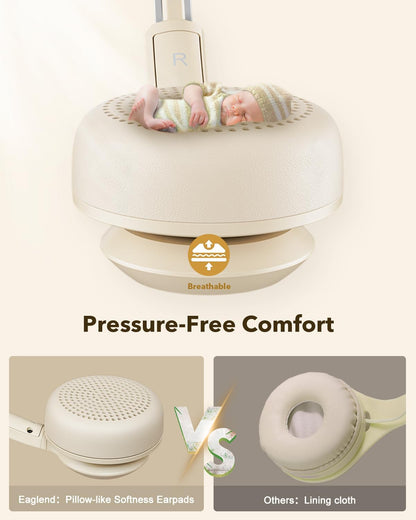 USB Headset with Microphone for PC, On-Ear Computer Laptop Headphones with Noise Cancelling Mic in-line Control for Home Office Online Class Zoom (USB+3.5mm, Apricot)