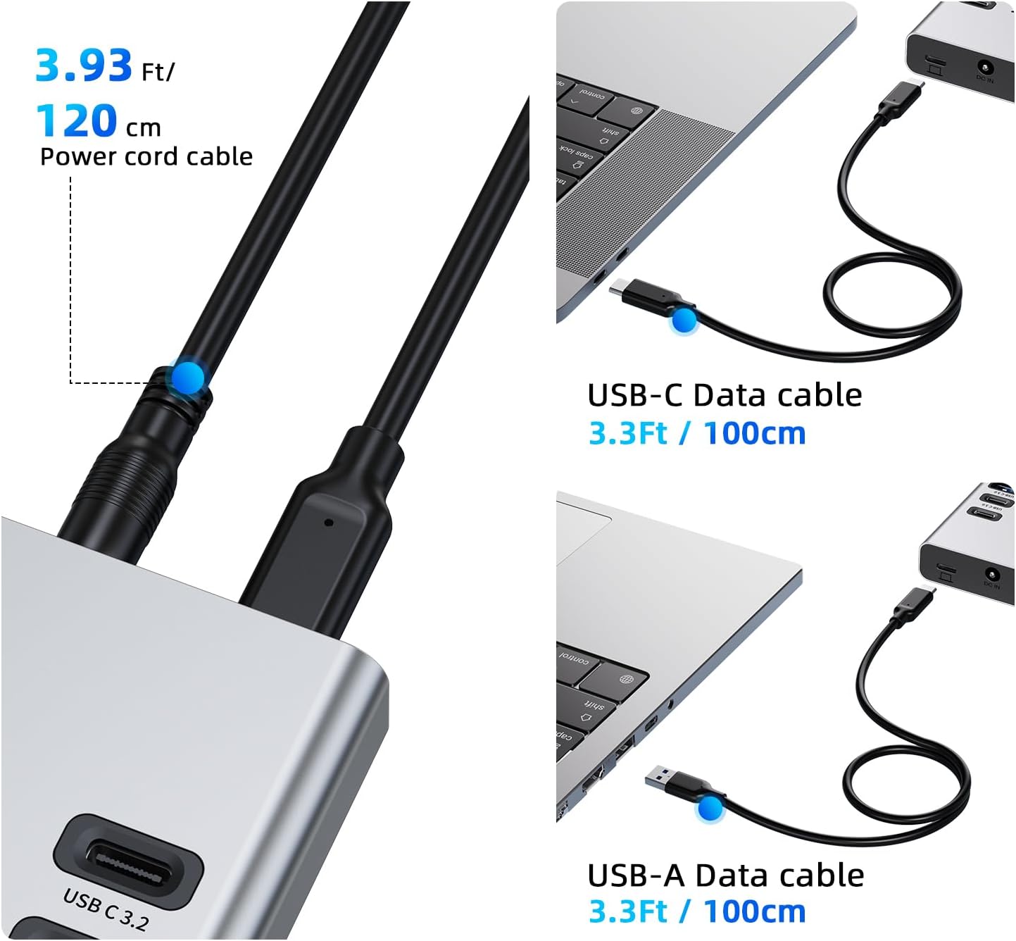 Powered USB Hub 10Gbps, 17 Ports 96W USB 3.2 Hub(10 USB-A 3.2 Ports+3 QC 24W Fast Charging Ports+2 USB-C 3.2 Ports+SD/TF Card Reader), 12V/8A Power Adapter for Laptop, PC, Computer, HDD,Flash Drive