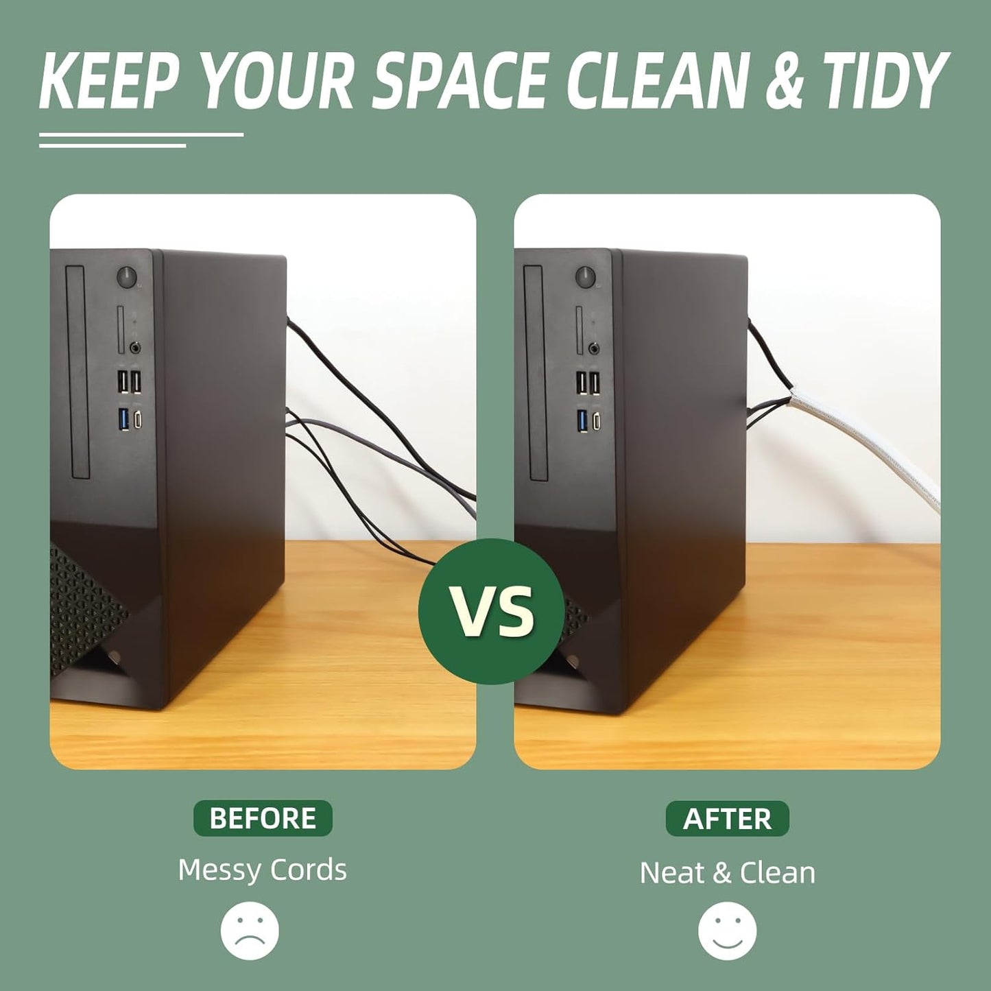 Split Wire Loom Tubing, Cable Protector Sleeve, Braided Cable Management for TV/Computer/Home Theater/Engine Bay, Cord Protectors from Pets No Chew (White, 1/8"-25ft)