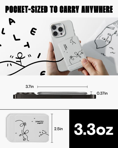 MOFT x Shantell Martin Phone Tripod Wallet for iPhone, Mulit-Angles, Lightweight & Portable Phone Stand, MOVAS Vegan Leather Phone Wallet, Strong Magnets, NFC Card Holder, Misty Cove (with Card Slot)