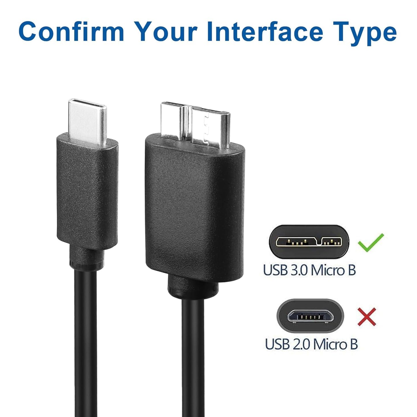 Master Cables USB C to Micro B Cable 0.5 Metre USB C Hard Drive Cable Compatible with Toshiba Canvio Seagate WD Element External Hard Drives SSD HDD Galaxy S5 Camera Tablets Phones etc.