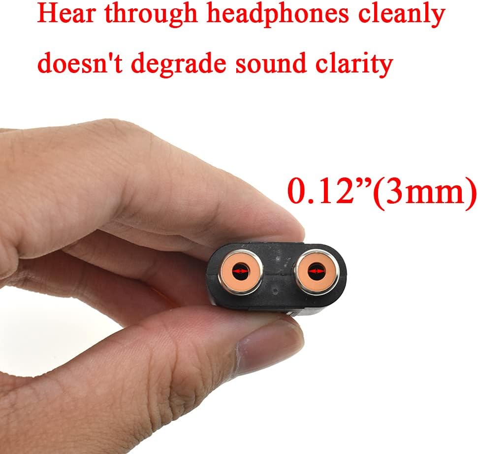 Hahiyo 3 M-2x6.35 RCA F-TRS Stereo Plug Interconnect Audio One Male 6.35mm(1/4 inch) and Two Females 3mm(1/8Inch) Adapter Splitter Good Signal Sound Snap Tight Not Wobble for Guitar Black 2pcs