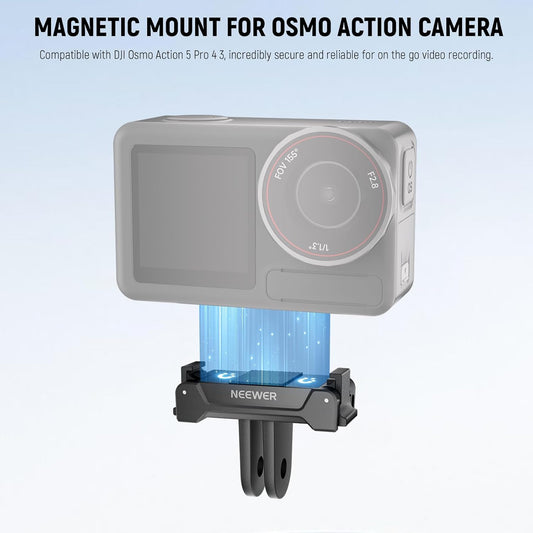 NEEWER Magnetic Mount Adapter Compatible with DJI Osmo Action 5 Pro 4 3, Quick Release Mount Base with Two Prong Connector for Tripods, Selfie Sticks, Vlogging Accessories, GP-73