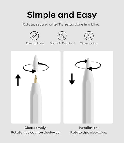 Replacement Pencil Tips for Apple Pencil Pro, Pen Tips for Apple Pencil 2nd Gen/1st Gen/USB-C, Wear-Resisting Pencil Nibs with Storage Box, Pen Nibs Set Compatible with Apple Pen (6 Pack, White)