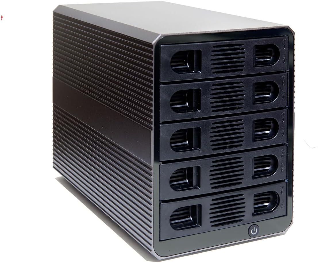 5 Bay USB 3.2 Type-C 10Gbps Daisy-Chain Hard Drive Enclosure DAS, Support 120TB (5X 24TB) 2.5" & 3.5" SATA HDD/SSD