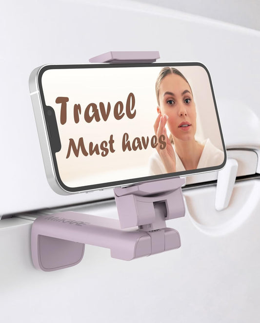 Universal Handsfree Airplane Travel Essentials Phone Holder/ Mount for Flying with 360 Degree Rotation, MiiKARE Travel Must Haves Accessory Phone Stand for Desk,Table-Purple