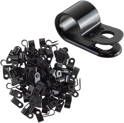 GTSE Black Nylon Plastic Cable Clamps, 5/16" Screw Mounts for Cable, Rope, Tube Management, 100 Pack