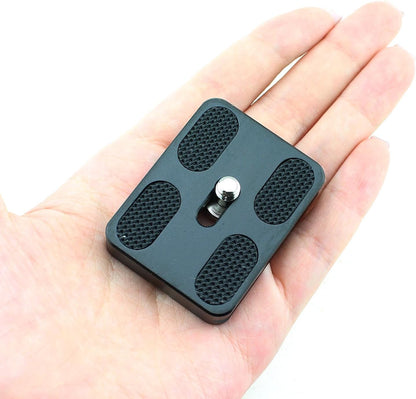 Maxmoral 2PCS 38x50mm Black Universal Metal Quick Release Plate with 1/4 Inch Screws Aluminium Adapter Compatible with Camera Tripod Ball Joint Standard