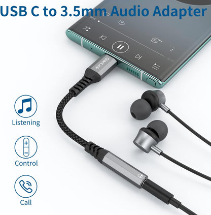 USB Type C to 3.5mm Female Headphone Jack Adapter, (3-Pack) USB C to Aux Audio Dongle Cable Cord for iPhone 15 16 17 Pro Max, Samsung Galaxy S25 S24 S23 S22 S21 S20 Ultra, Note 20, Pixel 8 9,iPad Pro