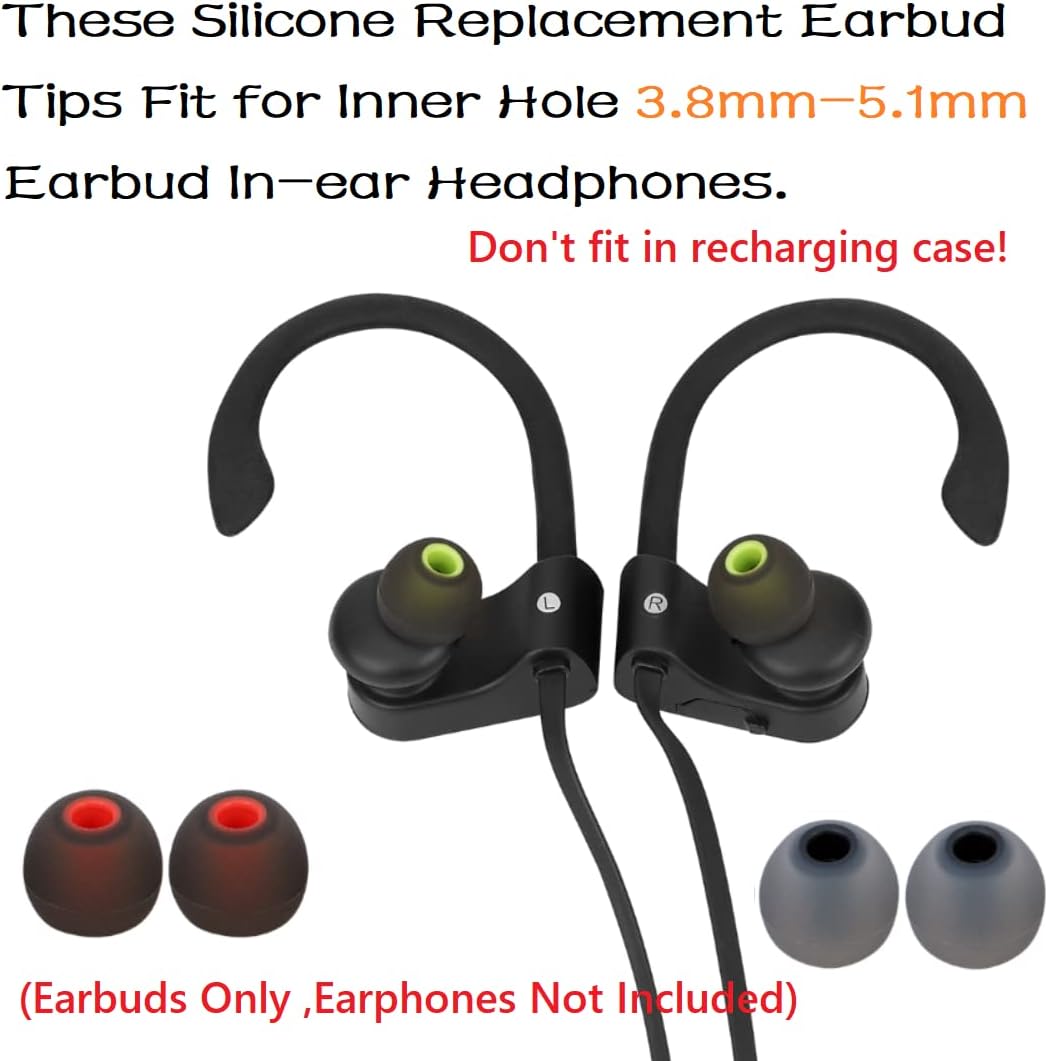 Earbud Tips Replacement Earbud Tips Ear Bud Replacement Pieces Silicone Soft and Comfortable Fit for Inner Hole from 3.8mm - 5.1mm Earphones 9 Pairs S/M/L