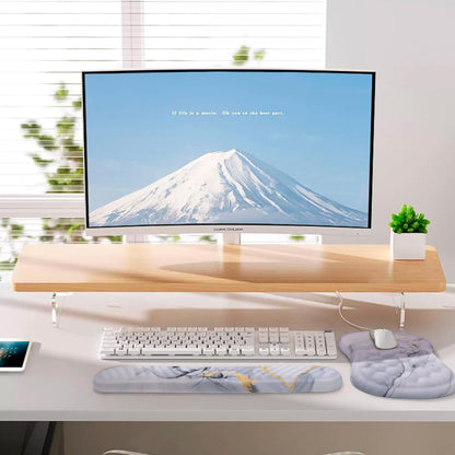 Mouse Pad Wrist Support, Laokiiy 2 in1 Keyboard Wrist Rest+ Ergonomic Mouse Pad, Non-Slip Wrist Rest for Computer Keyboard, Made Easy Typing & Relieve Wrist Pain(White Gold Gray Marble)