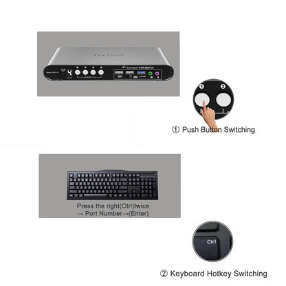 4 Computers 2 Monitors USB 3.0 HDMI KVM Switch 4K@60Hz with Hotkey Switching, Automatic Switching 4 Port Dual Monitor, Aluminum, Digital Display, USB 3.0 Audio/Mic, EDID, HDR10 with Cables
