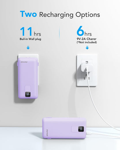 Charmast Portable Charger with Built-in Cables and Wall Plug, 20000mAh 20W USB C Power Bank Fast Charging Battery Pack Travel Essentials Compatible with iPhone 16/15/14/13 Series, Samsung Google iPad