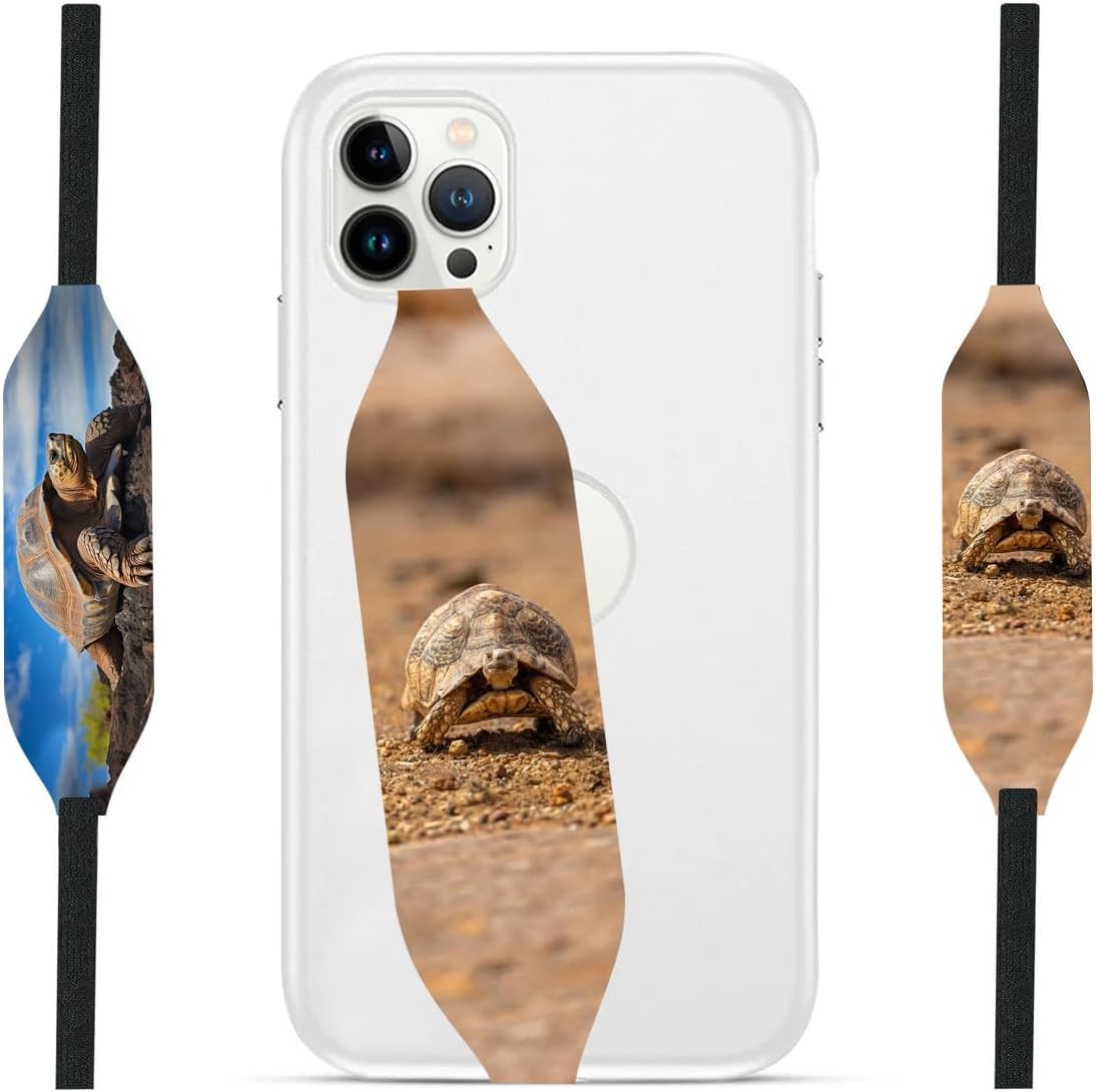 Phone Grip Strap - Pack of 2 Reversible Finger Holder for Phone Back, Customizable Anti-Slip Design, Wireless Charging Compatible Detachable Holder for iPhone - Tortuga