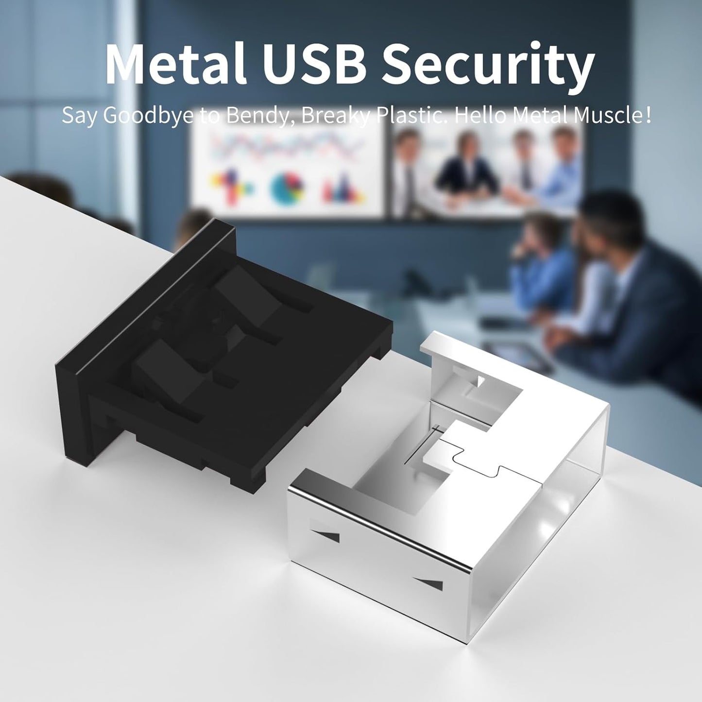 100PCS USB Metal Port Lock Blocker with 10 Keys - Secure USB-A Port Protector for PC/Laptop, Anti-Theft Data Security Lock, Dust & Moisture Proof Cover, Removable Type-A Connector Black