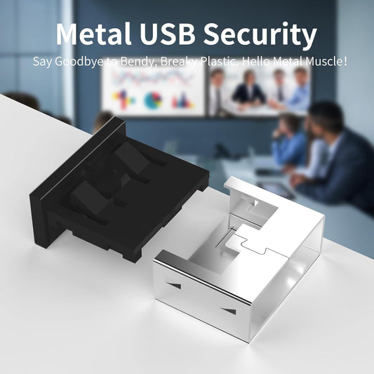 12PCS USB Metal Port Lock Blocker with 1 Key - Secure USB-A Port Protector for PC/Laptop, Anti-Theft Data Security Lock, Dust & Moisture Proof Cover, Removable Type-A Connector Black