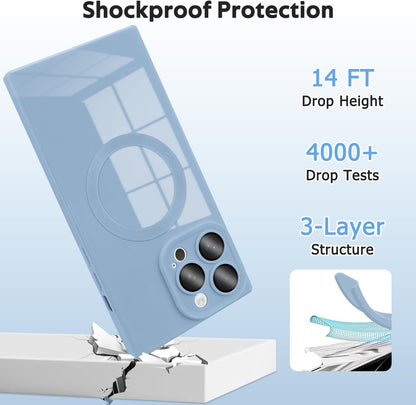 Designed for iPhone 15 Pro Max Case Compatible with Magsafe Cover Camera Lens Protector Military Grade Protection Shockproof Soft TPU Slim Magnetic Phone Case for iPhone 15 Pro Max Blue
