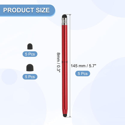 PATIKIL 5 Pcs Stylus Pens for Touch Screens, 2 in 1 High Sensitivity Universal Pen Capacitive Stylus for Phone Tablets Laptop Touch Screen Devices, Red