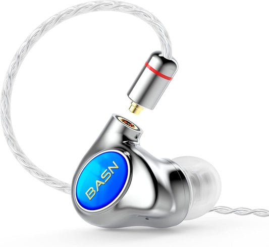 BASN Metalen PRO 4 Drivers in-Ear Monitors Headphones for Musicians, Noise Isolating Enhanced Bass Sound Earphones with CNC Metal Craft Shell, Wired Upgraded Detachable MMCX Cables(Sapphire)