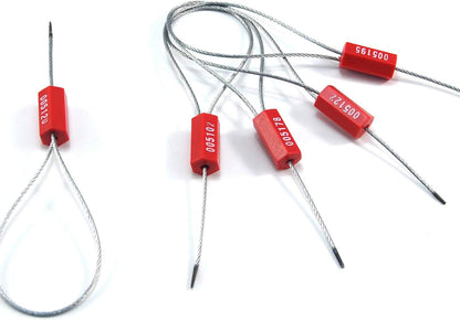 1000 Red Steel Cable Seals Metal Security Seals Tamper Resistant Seals Numbered Security Tags Safety Shipping Tags - Ties Self-Locking Padlocks for Containers Truck Trailer Tractor Cargo ISO 17712