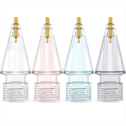 NIUTRENDZ 4 Pack Replacement Tips for Apple Pencil 2nd Generation and 1st Generation Fine Point Metal Tip, Wear-Resistant & Precise Control (1.95mm, Clear + Pink + Blue + Grey)