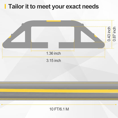 Floor Cord Cover 10Ft Heavy Duty PVC Floor Cable Protector Electric Cord Hider Cable Management Floor Strip Extension Cord Covers Cable Raceway for Wires on Floor Inner Channel 1.36" W x 0.43" H -Gray