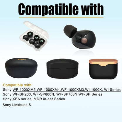 Memory Foam Ear Tips for Sony WF-1000XM5 Filter Screen Earbuds Tips for WF-1000XM5 WF-1000XM4 Earbuds Case, 3 Pairs Large Black