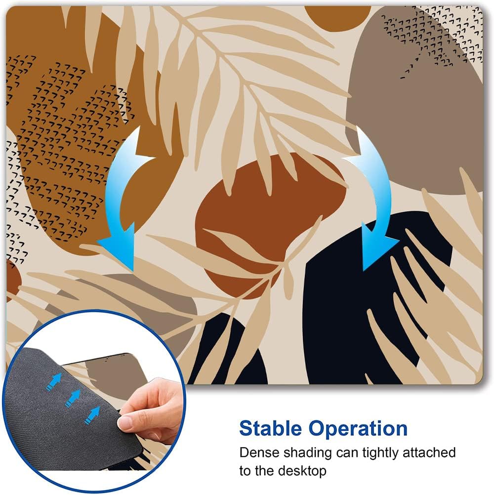 Mouse Pad, Brown Abstract Leaves Mouse Pad, Premium-Textured Mouse Mat Square Waterproof Non-Slip Rubber Base Computer Mousepad