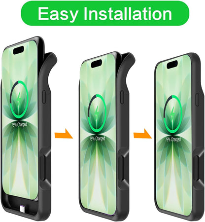 Battery Case for iPhone 17, Upgraded 10000mAh Rechargeable Portable Charging Case with Wireless Charging Compatible for iPhone 17 (6.3 inch) with Carplay Extended Battery Pack Charger Case (Black)