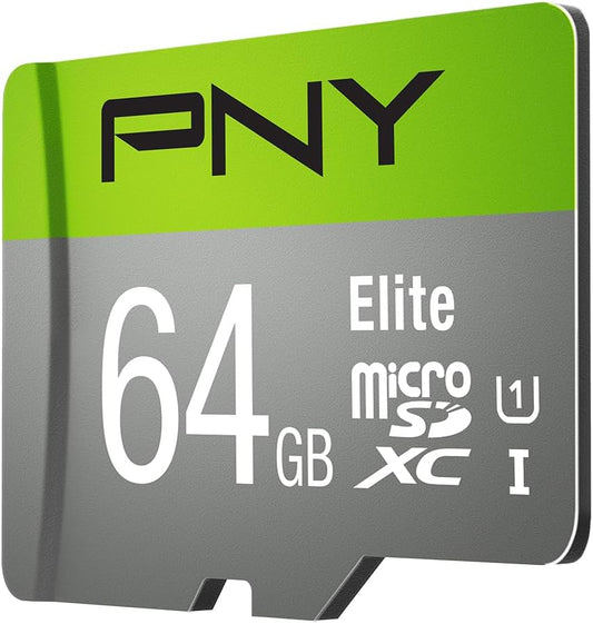 PNY 64GB Elite Class 10 U1 microSDXC Flash Memory Card - 100MB/s, Class 10, U1, Full HD, UHS-I, Micro SD (Pack of 1)