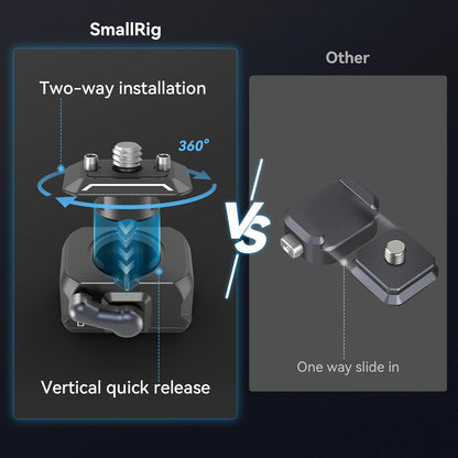 SMALLRIG Quick Release Plate Drop-in HawkLock mini Quick Release Camera Mount Adapter with 1/4" Screw, for Camera Clamp, Super Clamp, Ball Head, Tripod, Magic Arm, Stabilizer, Field Monitor - 3513C