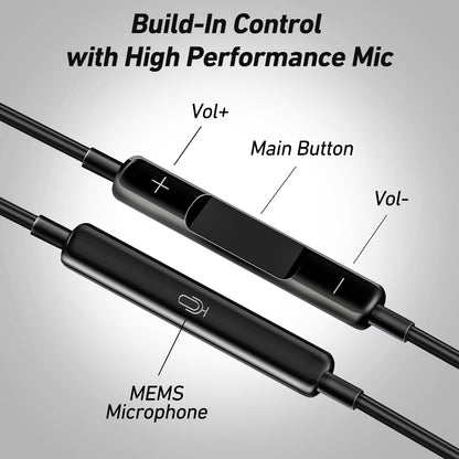 Keyron Lightning Headphones for iPhone [MFi Certified],Wired Earbuds with Built-in Microphone & Volume Control, Earphone Compatible with iPhone 14/13/12/11/XR/XS/X/8/7/SE/Pro/Pro Max, Black/Purple,2Pc