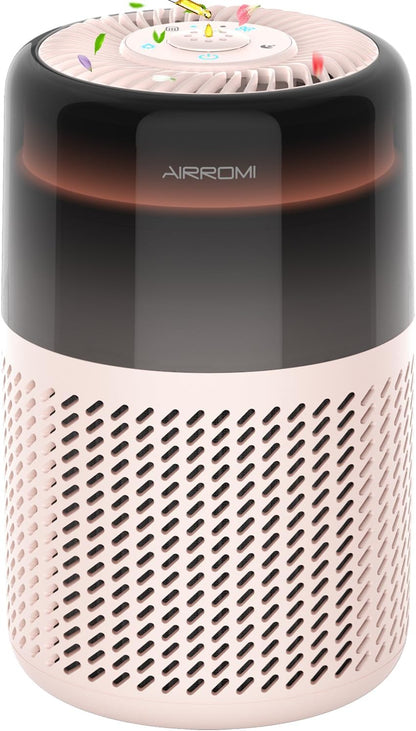 AIRROMI Air Purifier for Bedroom Home,HEPA Filter,Covers Upto 549 Ft²,Quiet 360°intake Air Cleaner with Fragrance ponge for Better Sleep,Night Light,Filters Smoke,Pet Dander,Allergies,Dust,A2005 Beige