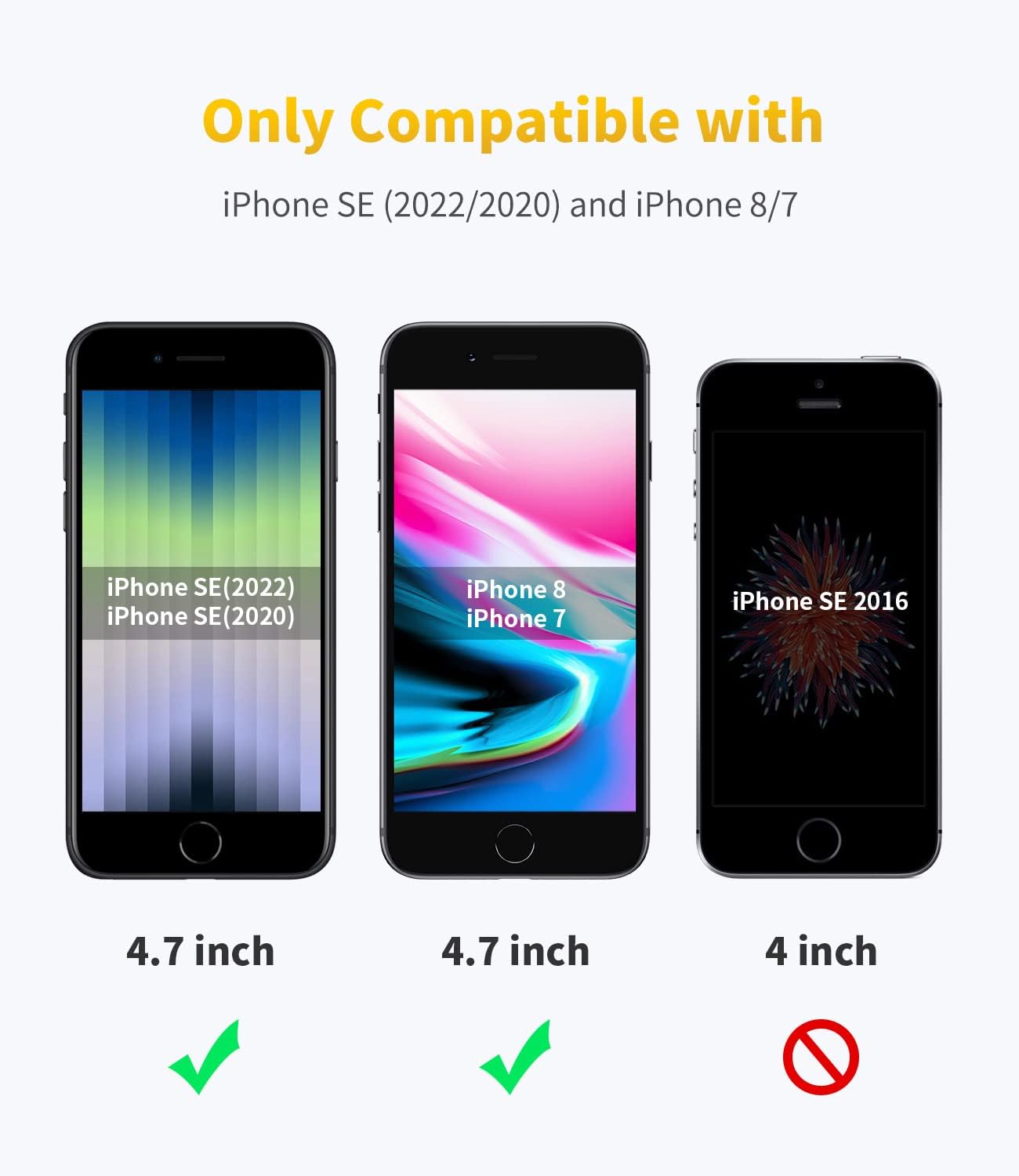 UNBREAKcable Protective Glass for iPhone SE 2022/2020, Pack of 2 Screen Protector for iPhone SE 2020/8/7/6/6s, [9H Hardness], 2.5D Double Defense Series Screen Protector, Scratch-Resistant,