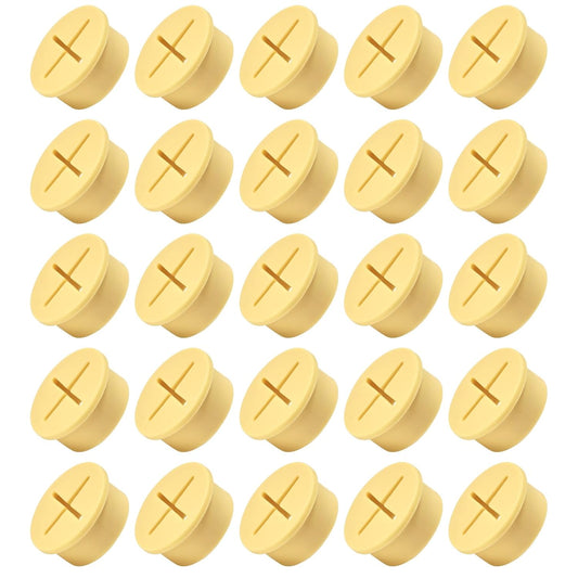 20Pcs Desk Grommet, 1" (25mm) Yellow Silicone Cord Hole Cover, Flexible Rubber Wire Grommets, Wall Grommets for Cables Management, Table, Countertop, Cabinets and Furnitures Wire Organizer