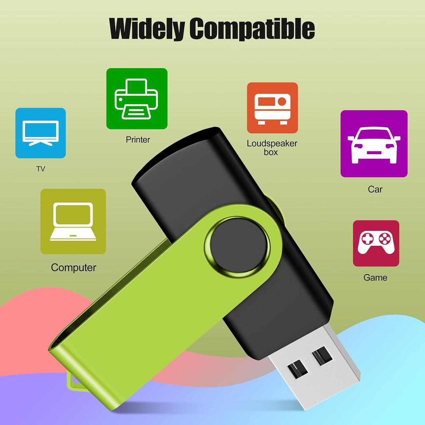 EASTBULLUSB Flash Drive Bulk 4GB 20 Pack with Lanyards USB 2.0 Thumb Drive Bulk Memory Stick Swivel Pen Drive for Storage and Backup 4GB 20 Pack, Green