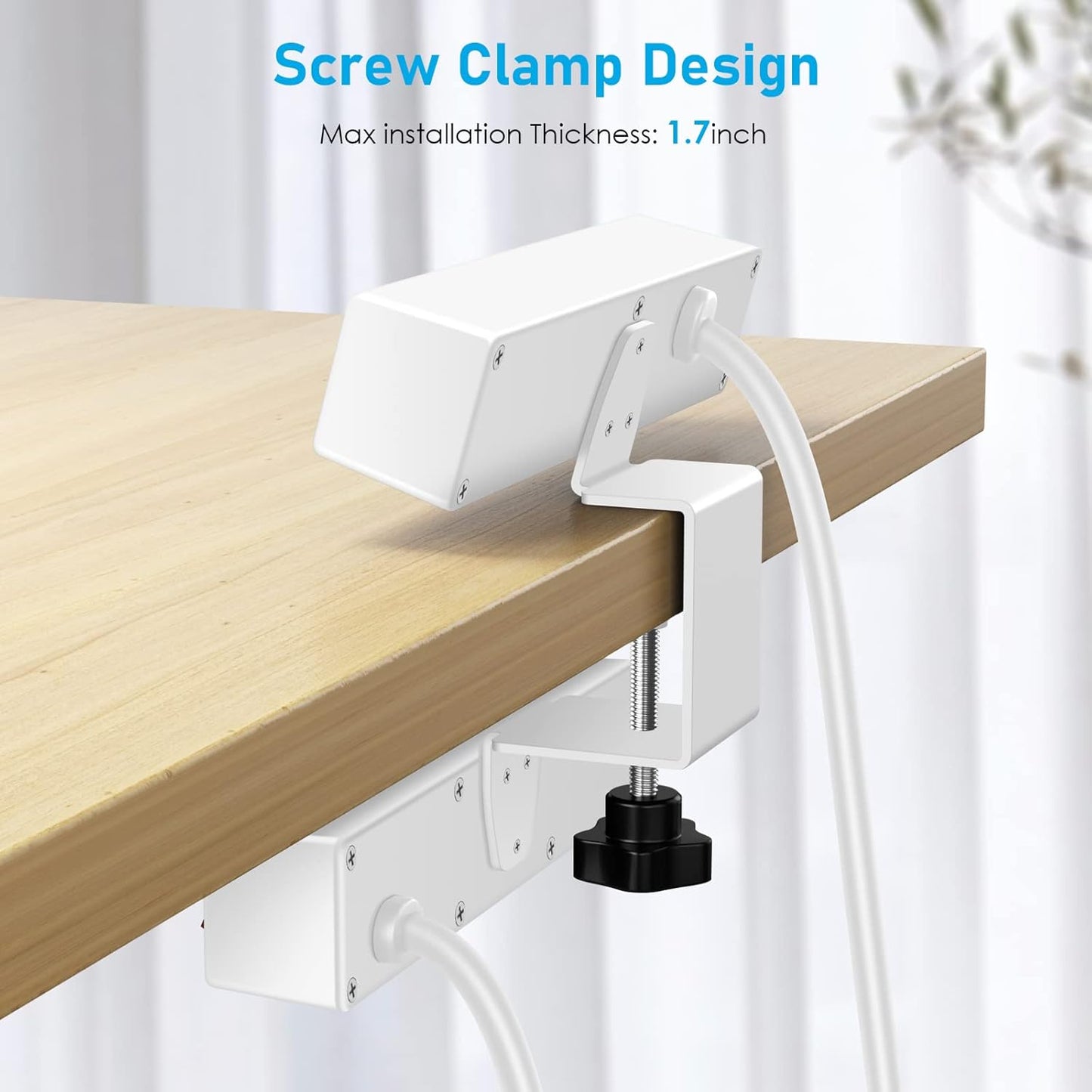 Desk Clamp Power Strip with PD20W USB-C, 2 in 1 Dual Layer Under Desk Power Strip, Removable Clamp Power Socket with 10AC Outlets & Switch, 6ft Extension Cord(ETL Listed)