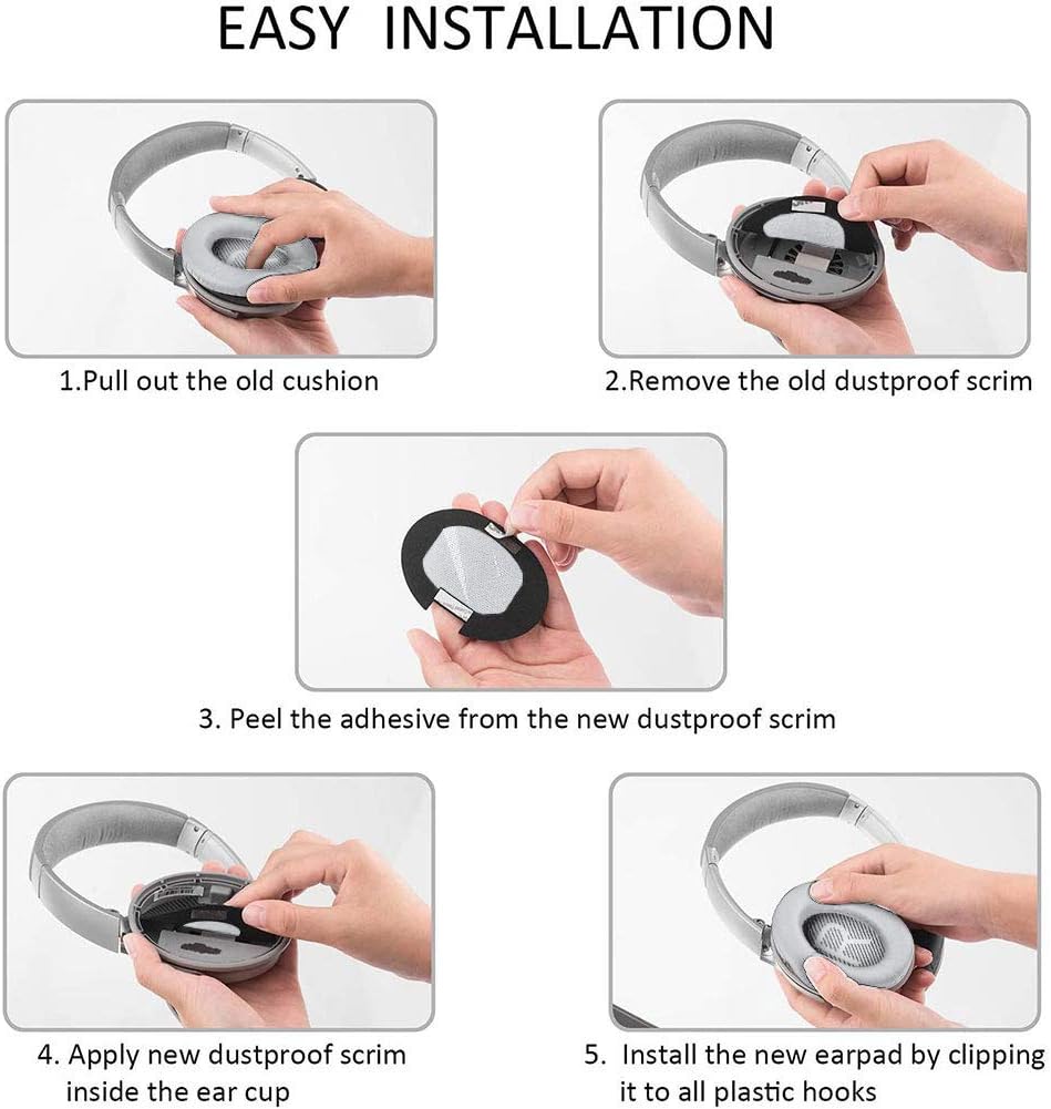 QC35 Headphones Replacement Ear Pads - QC35,QC35ii Replacement Earpads Cushion - Compatible with Bose Quiet Comfort35,QC45,QC25,QC35ii,QC15,AE2,AE2i-Comfortable & Durable (Silver)