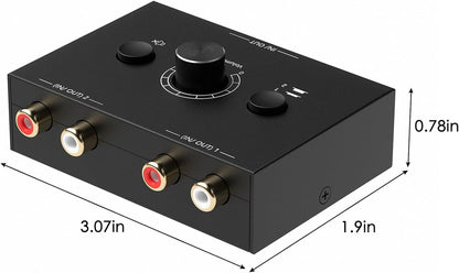 Y.D.F 2-Way Bi-Directional RCA Switch, HiFi AV L/R Sound Channel 1 in 2 Out or 2 in 1 Out, L/R Sound Channel Audio Switcher Splitter RCA Stereo Selector for DVD Stereo Speaker CD Player