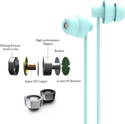 MAXROCK (TM Total Soft Silicon Headphones with Mic Sleep Travel Choice for Cellphones Tablets and 3.5mm Jack (Light Green)