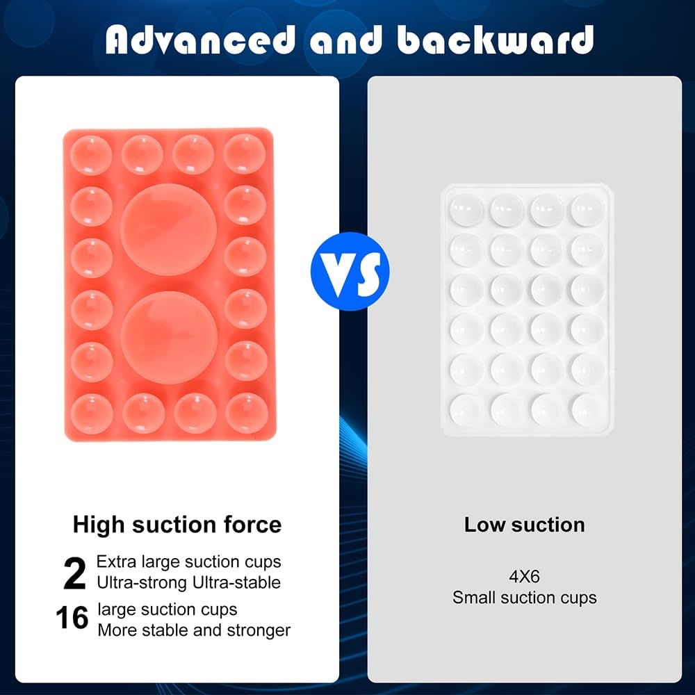 ZYCCER Double Sided Silicone Suction Phone Holder Mount,Compatible with iPhone and Android Cases Hands-Free Mirror Shower Phone Mount Strong Grip Holder (Red, Single Sided 1PCS)