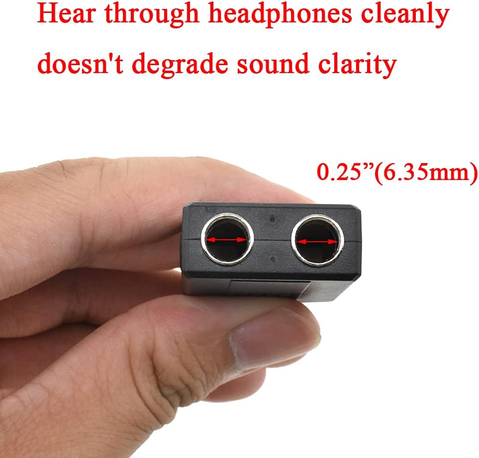 Hahiyo 6.35 M-2x6.35 F-TS Stereo Plug Interconnect Audio One Male 6.35mm(1/4 inch) and Two Females 6.35mm(1/4Inch) Adapter Splitter Good Signal Sound Snap Tight Not Wobble for Guitar Black 2pcs