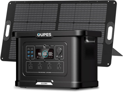 OUPES Exodus 2400 Solar Generator with 100W Panels, LiFePO4 Power Station for Camping, RVs, Home Backup & Off-Grid Adventures