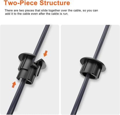 Wall Bushing Grommet for Starlink Dishy Router Ethernet Adapter Cable, Starlink Cable Routing Kit Feed-Through for 1 inch Wall Hole and Furnitures Wire Hole (Black, 3 Pack)