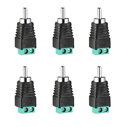 RCA Plugs for Speaker Wire，RCA to AV Screw Terminal Connector, Phono RCA Male Plug Solderless Converter Audio/Video Speaker Wire Connectors Solderless Adapter